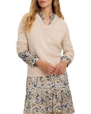 NIC+ZOE Rounded V Neck Sweater - Gray