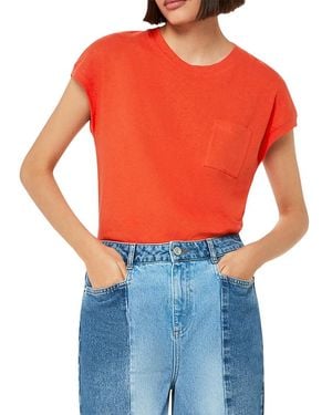 Whistles Ember Linen Mix Pocket Tee - Orange