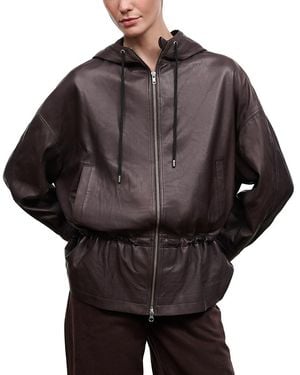 STAUD Gondola Leather Jacket - Brown