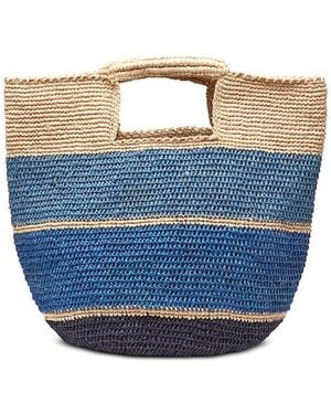 Mar Y Sol Camden Stripe Raffia Tote - Blue