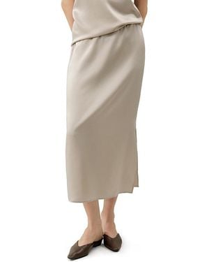 LILYSILK Washable Silk Charmeuse Pull-On Skirt - Natural