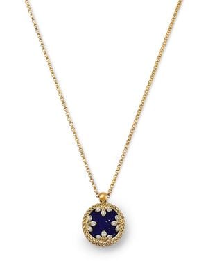 Roberto Coin 18K Venetia Medallion Lapis & Diamond Petite Pendant Necklace - Metallic