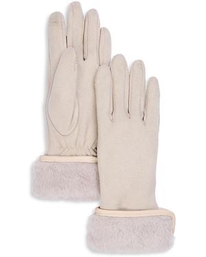 Echo Faux Fur Cuff Stretch Tech Gloves - White