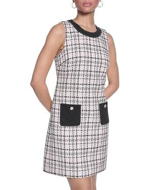 KARL LAGERFELD Sleeveless Tweed Shift Dress - White