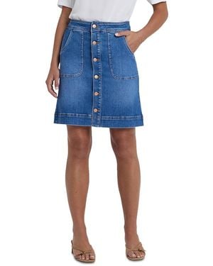NYDJ High Rise A Line Utility Denim Skirt - Blue