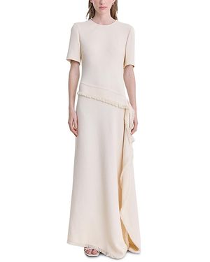 FFORME Jaune Asymmetric Frayed Hem Dress - White