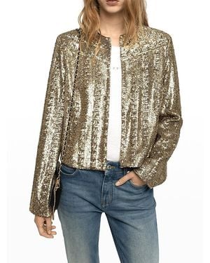Zadig & Voltaire Luxilo Sequinned Crewneck Jacket - Metallic