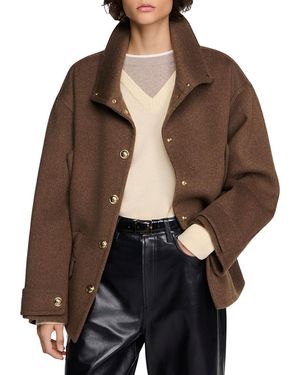 Sandro Whitney Wool Blend Jacket - Brown