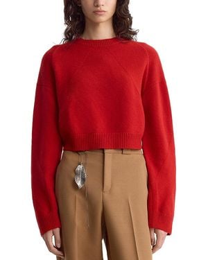 FFORME Marcela Wool & Cashmere Cropped Crewneck Sweater - Red