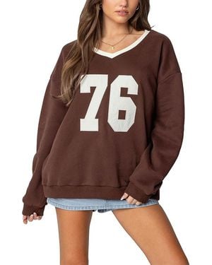 Edikted 76 Oversized V Neck Sweater - Brown