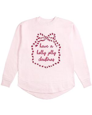 Sweet Wink Holly Jolly Christmas Sequin Bow Patch Sweatshirt - Pink