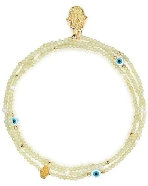Karma and Luck Enthusiastic Spirit Peridot August Birthstone Wrap Bracelet - Metallic