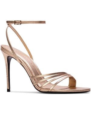 Black Suede Studio Ella 100 Strappy Leather Sandals - Metallic