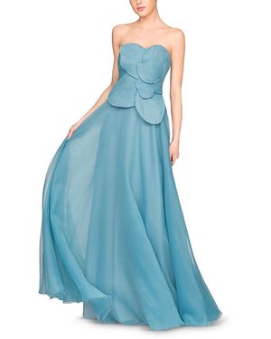THEIA Lyon Structured Bodice Gown - Blue