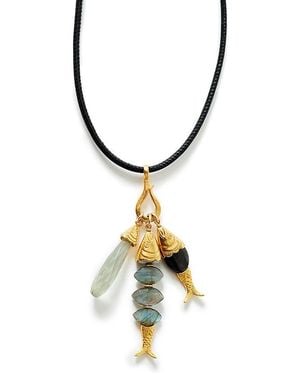Chan Luu Gemstone Fish Leather Pendant Necklace, 15-17 - Metallic