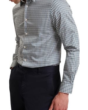 Ted Baker Firdawi Long Sleeve Slim Stripe Geo Shirt - Gray