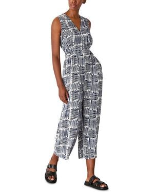Whistles Hatched Squares Jumpsuit - Blue