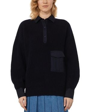 Weekend by Maxmara Weekend Signature Vanda Collared Wool & Cashmere Sweater - Blue