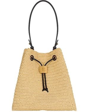 Balmain Pulse Crochet And Leather Backpack - Natural