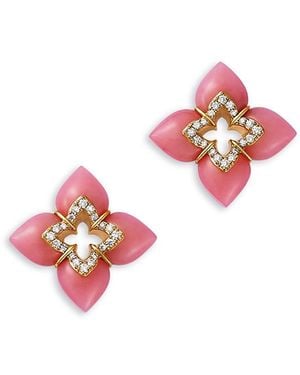 Roberto Coin 18K Cabachon Opal & Diamond Flower Stud Earrings - Pink