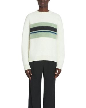 Lanvin Striped Brushed Motherhair Sweater - White