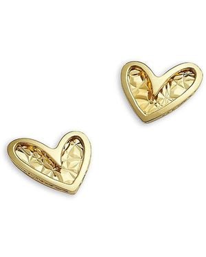 Moon & Meadow 14K Heart Stud Earrings - Metallic