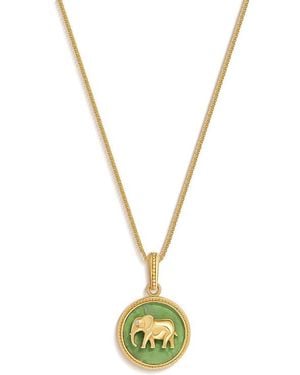 Karma and Luck Tranquil Guardian Jade Elephant Necklace - Metallic