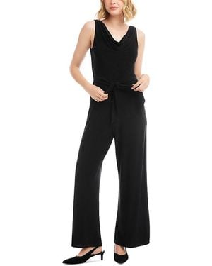 Karen Kane Camila Travel Jersey Sleeveless Cowl Neck Jumpsuit - Black
