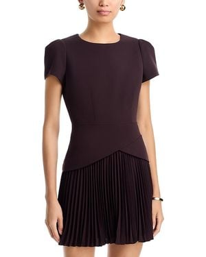 MILLY Haddy Pleated Short Sleeve Mini Dress - Black