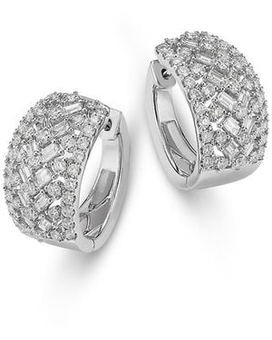 Bloomingdale's Fine Collection Diamond Multirow Huggie Hoop Earrings - White