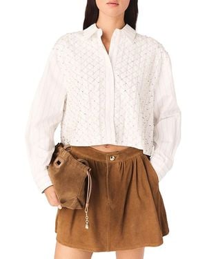 Maje Ciraya Beaded Cropped Shirt - White