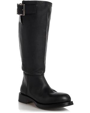 Balenciaga Buckle Tall Leather Boots - Black
