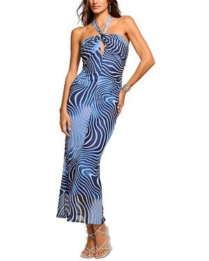 Ramy Brook Sandie Swirl Halter Dress - Blue