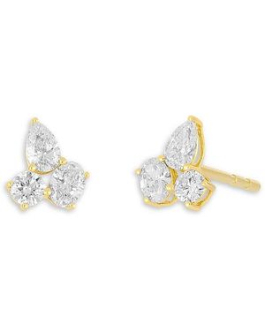 EF Collection Diamond Mixed Cut Cluster Stud Earrings - Metallic