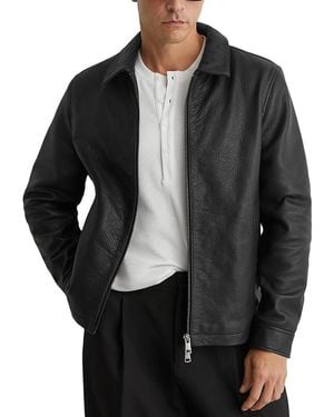 Reiss Ortega Leather Jacket - Black