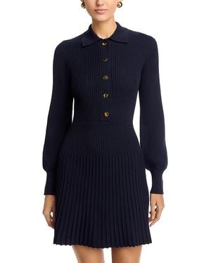 SINGLE THREAD Long Sleeve Sweater Knit Dress - Blue
