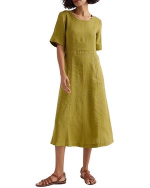 Seasalt Cornwall Grass Wave Linen Midi Dress - Yellow