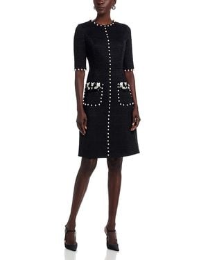 Teri Jon Boucle Embellished Dress - Black