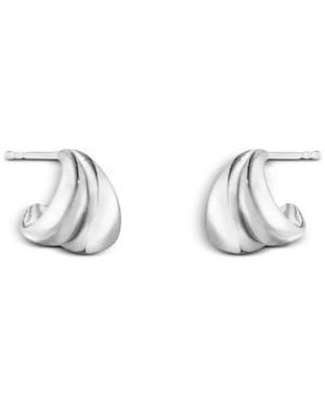 Georg Jensen Sterling Curve Huggie Hoop Earrings - Metallic