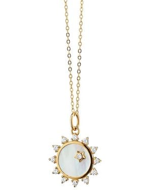 Monica Rich Kosann 18K Diamond & Mother Of Pearl Mini Happiness Sun Necklace, 17 - Metallic