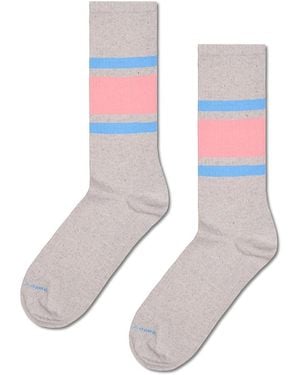 Happy Socks Simple Stripe Sneaker Socks - White