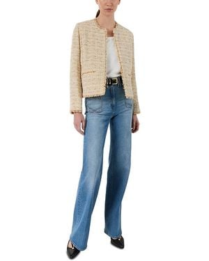 Gerard Darel Talia Tweed Collarless Jacket - Blue