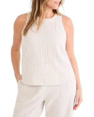 NIC+ZOE Pinstripe Crewneck Gauze Top - White