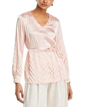 Misook Chevron Textured Crepe De Chine Blouse - White