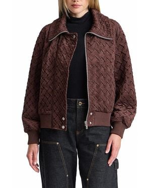 Avec Les Filles Faux Suede Down Bomber Jacket - Brown