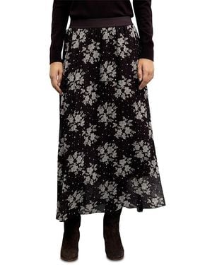 Gerard Darel Tessy Printed Pull On Midi Skirt - Black