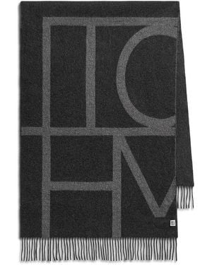TOTEME Monogram Brushed Wool Scarf - Black