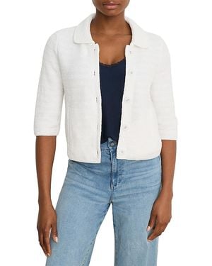 NIC+ZOE Elbow Sleeve Textured Knit Jacket - White