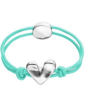 Uno De 50 Elastic Thread Bracelet With Sterling Plated Heart - Blue