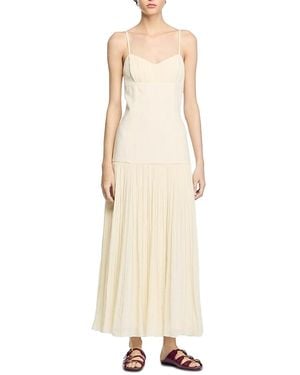 Sandro Pleated Maxi Dress - Natural